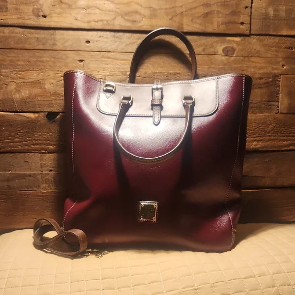 Dooney & Bourke Burgundy Leather Tote Bag - Picture 1 of 12